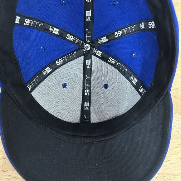 New Era 59Fifty On Field MLB Toronto Blue Jays Plain Logo Blue Fitted Hat 7 1/2 - Picture 4 of 5